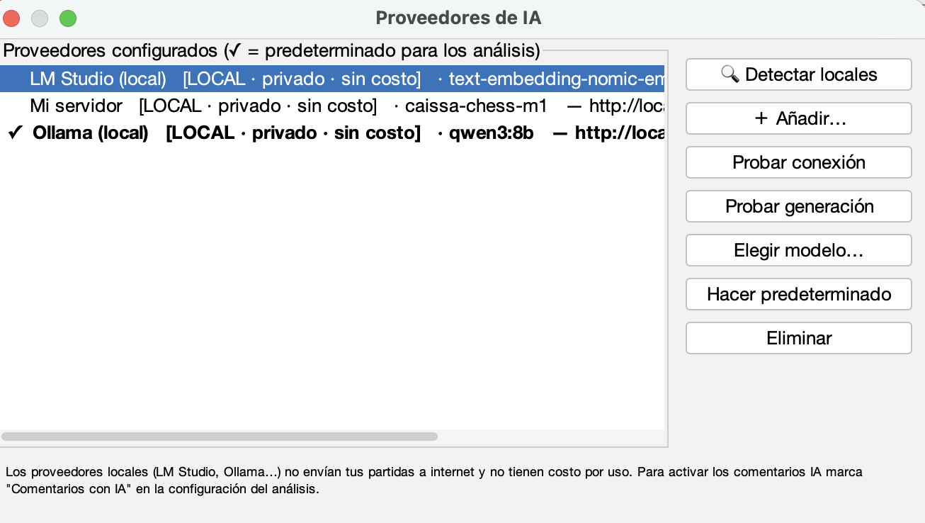 Configuración de proveedores de IA con Ollama y LM Studio